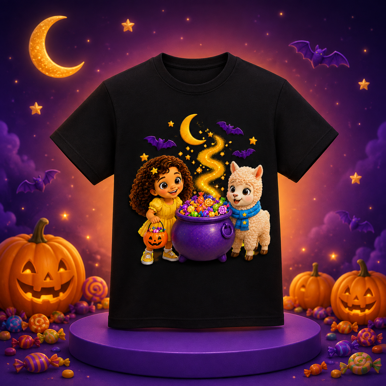 Lumi & Lala Candy Cauldron Toddler Halloween T-Shirt | 2026