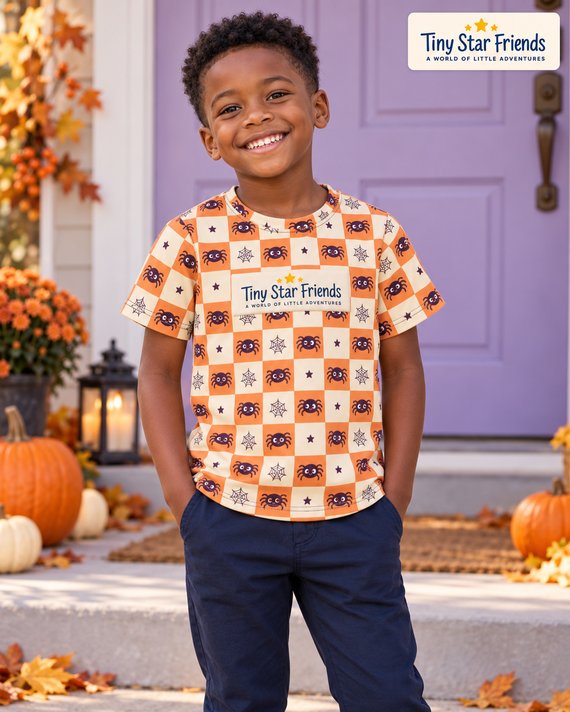 Little Spiders Halloween Kids All-Over Print T-Shirt | Tiny Star Friends™