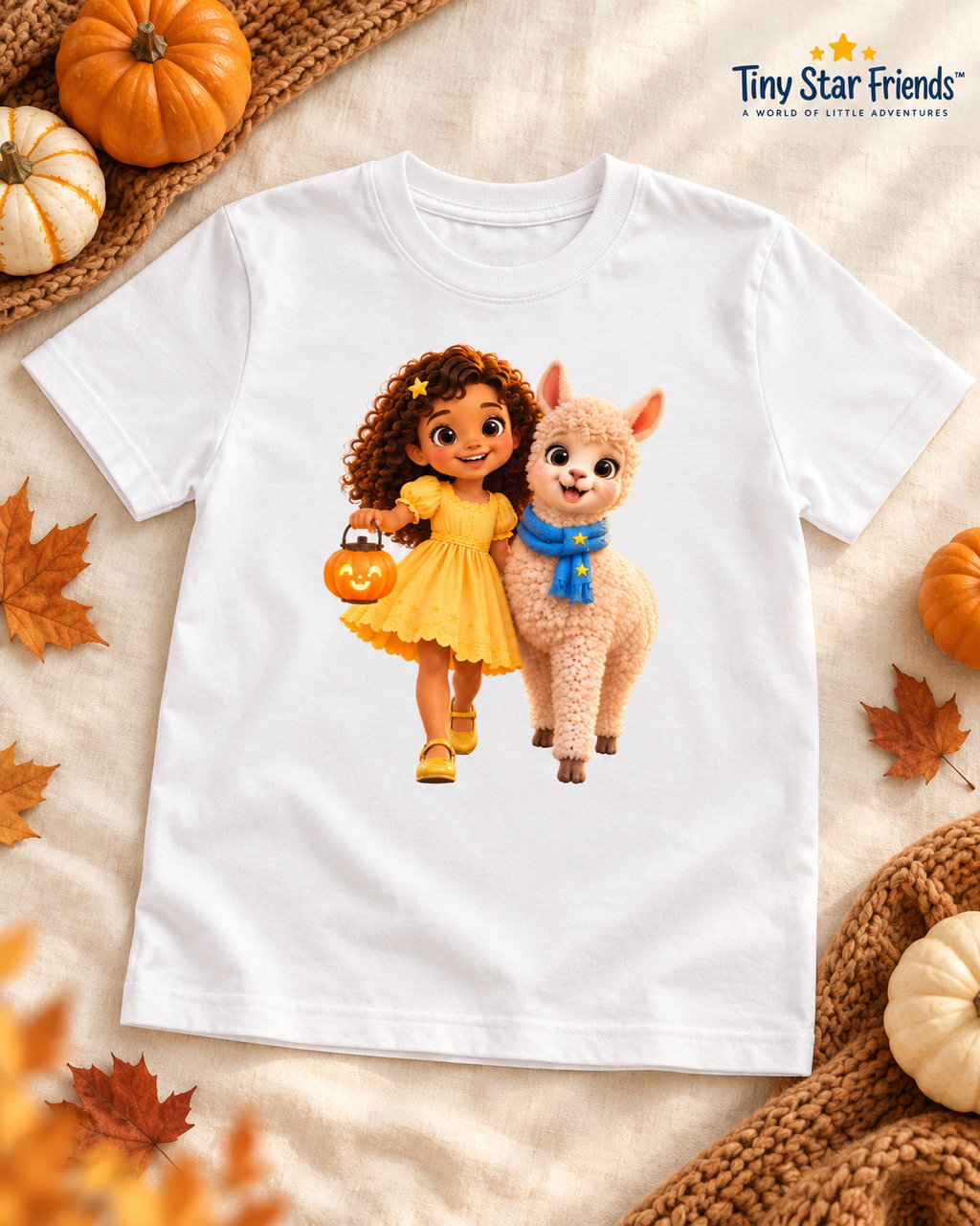 Lumi & Lala Pumpkin Walk Kids’ Organic Cotton T-Shirt | Tiny Star Friends™