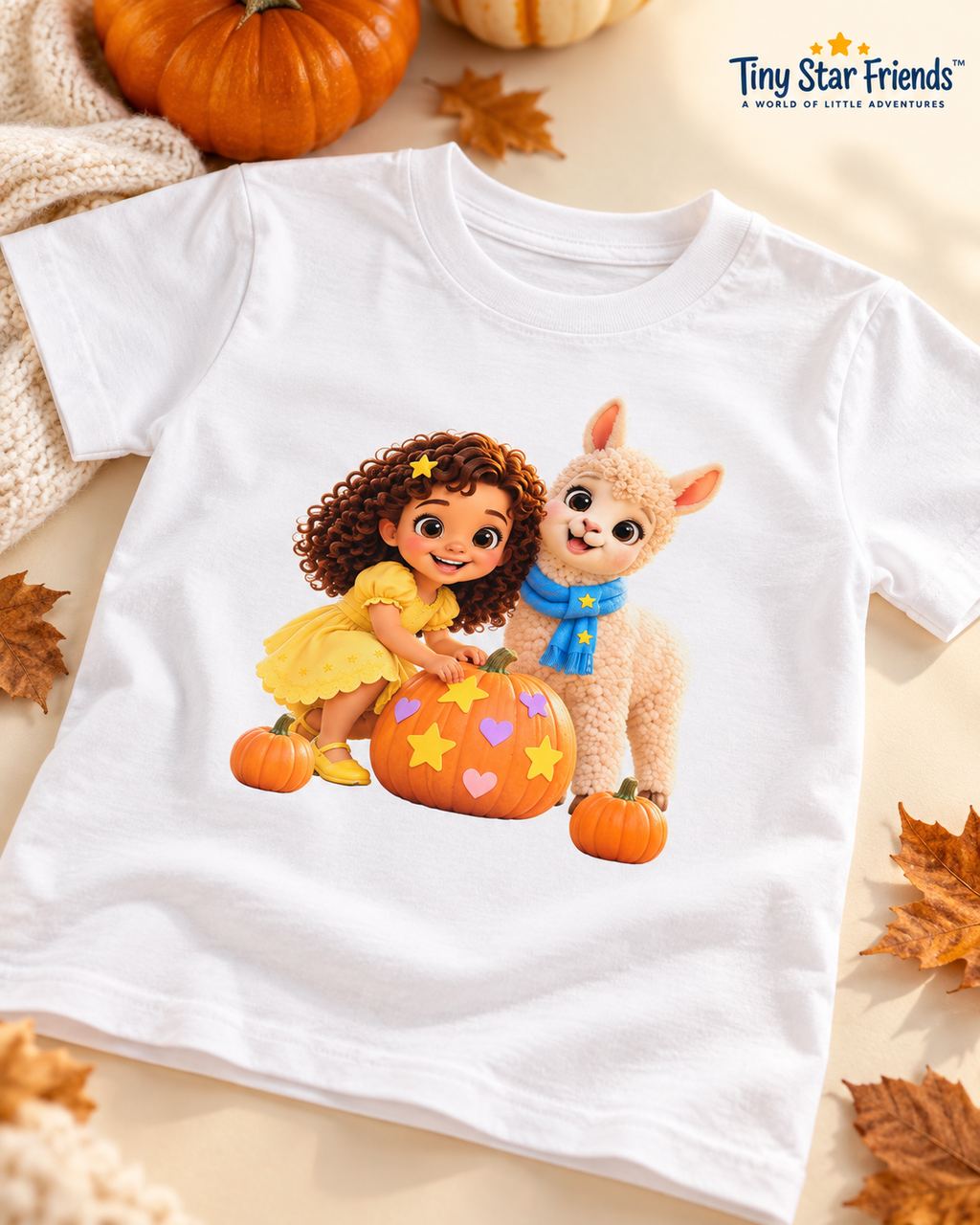 Lumi & Lala Pumpkin Fun Kids’ Organic Cotton T-Shirt | Tiny Star Friends™