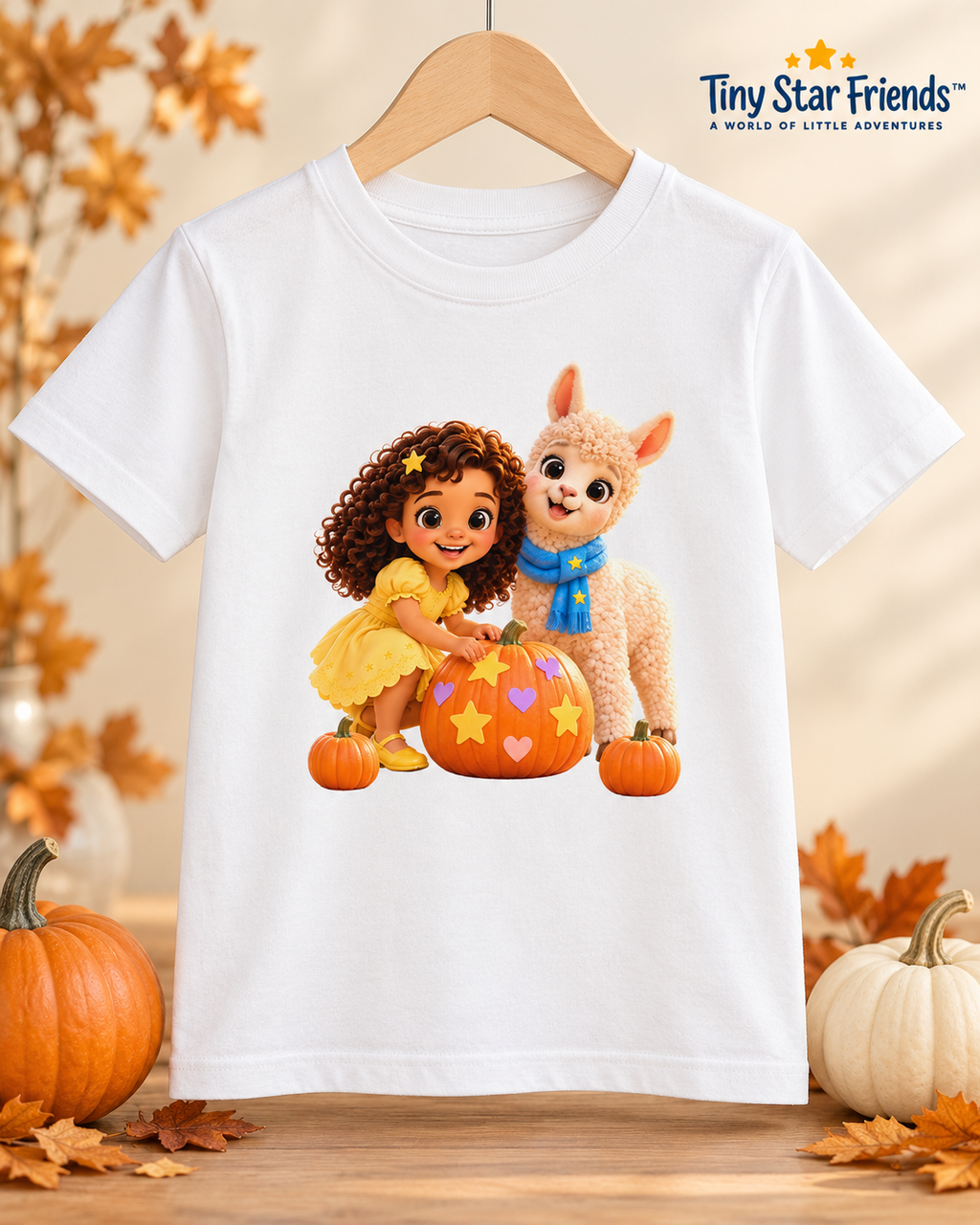 Lumi & Lala Pumpkin Fun Kids’ Organic Cotton T-Shirt | Tiny Star Friends™
