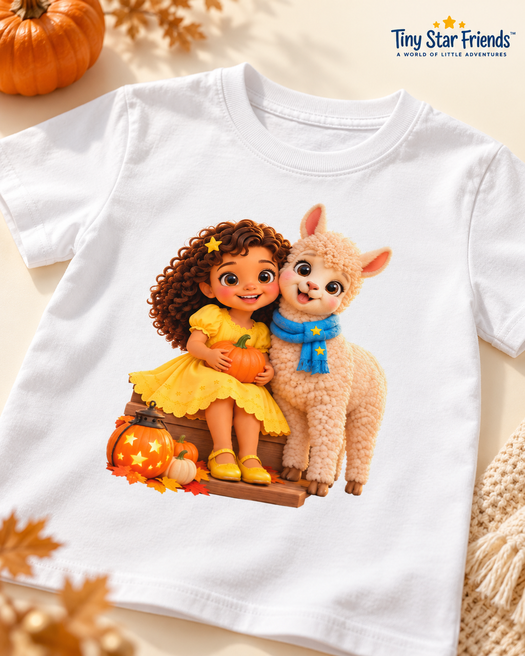 Lumi & Lala Cozy Halloween Kids’ Organic Cotton T-Shirt | Tiny Star Friends™
