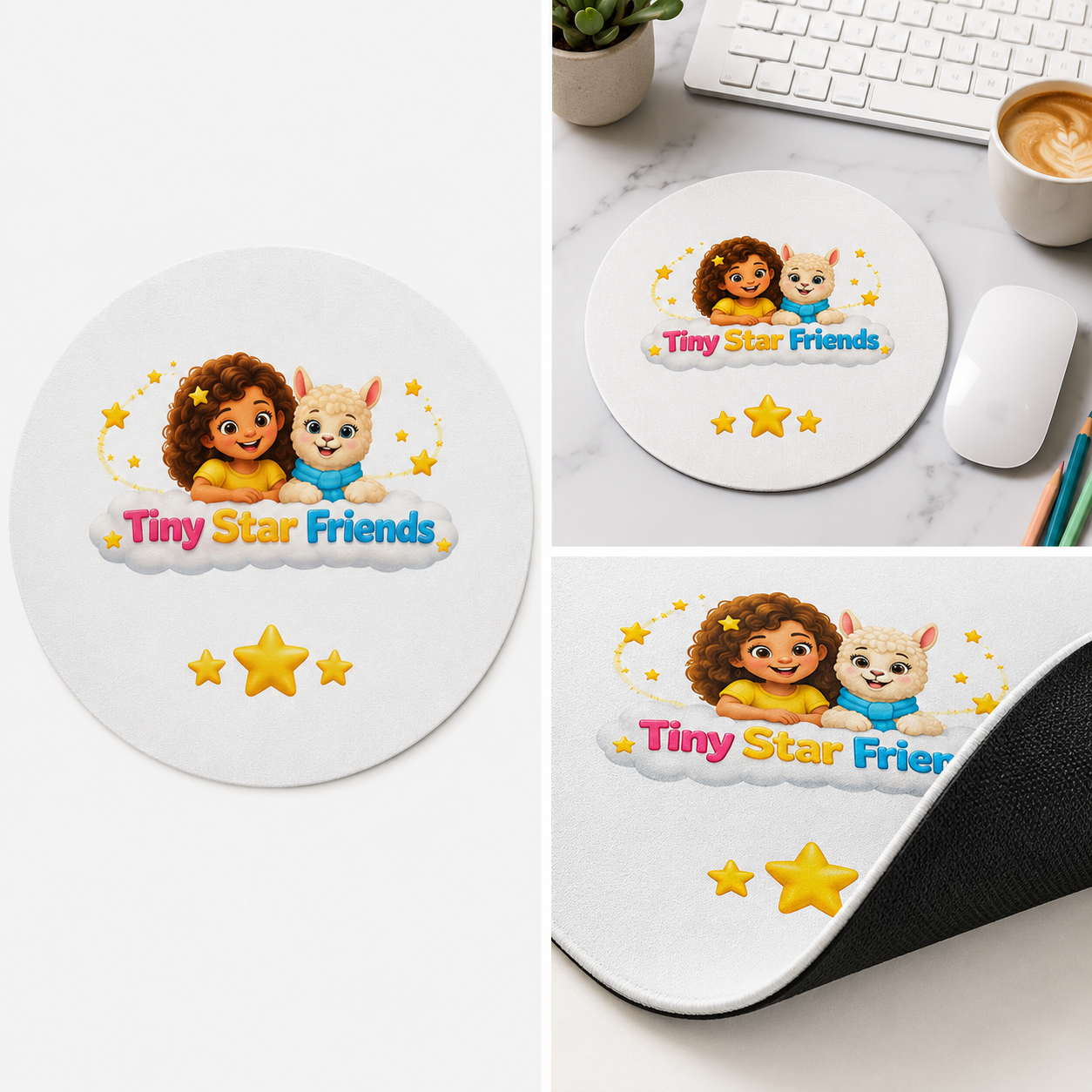 Tiny Star Friends™ Lumi & Lala Round Mouse Pad