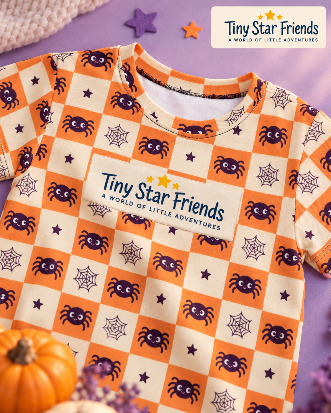 Little Spiders Halloween Kids All-Over Print T-Shirt | Tiny Star Friends™