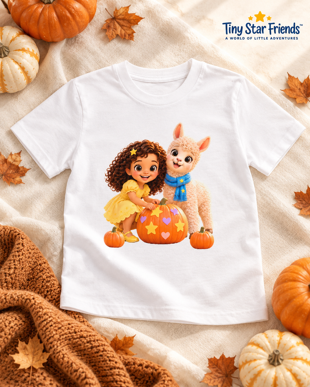 Lumi & Lala Pumpkin Fun Kids’ Organic Cotton T-Shirt | Tiny Star Friends™