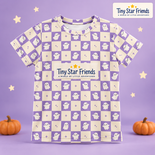 Friendly Ghost Halloween Kids All-Over Print T-Shirt | Tiny Star Friends™