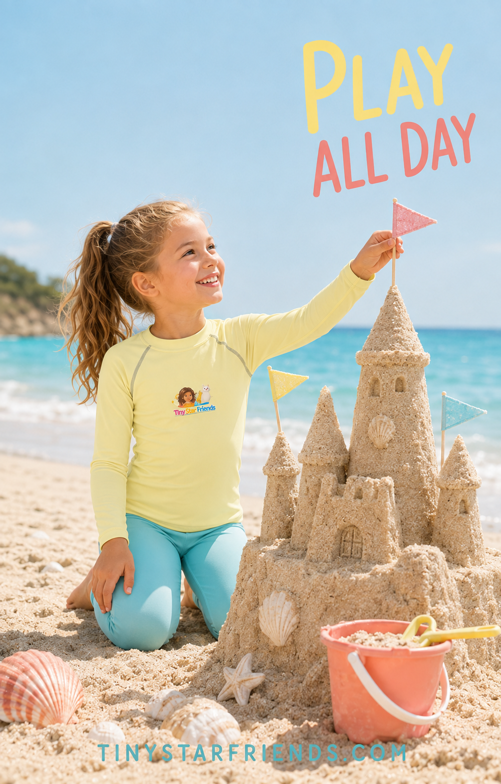 Tiny Star Friends™ Sunshine Adventure Kids Rash Guard – Lumi & Lala