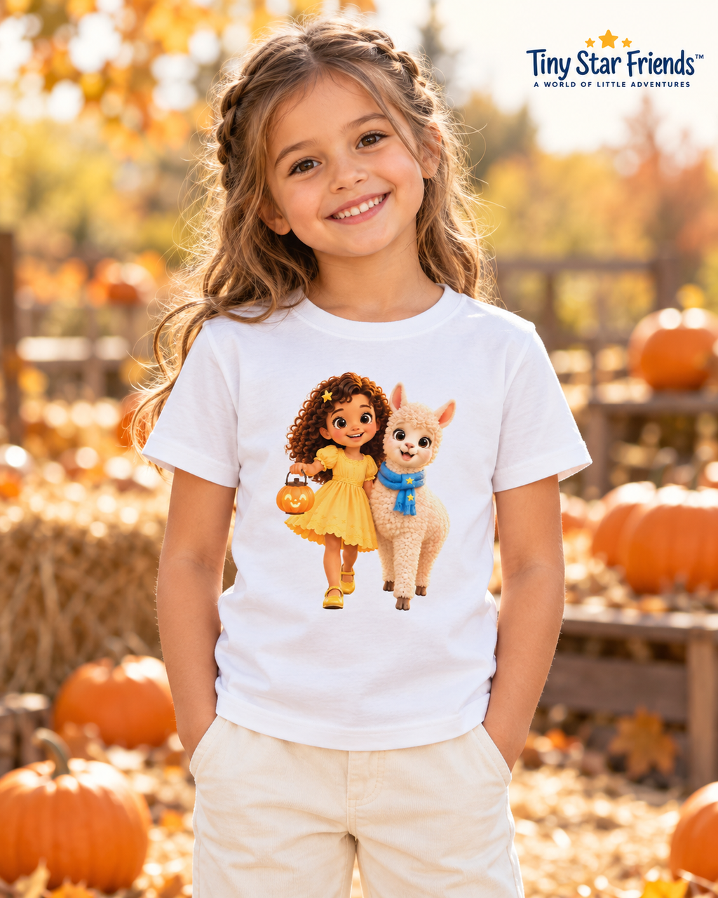Lumi & Lala Pumpkin Walk Kids’ Organic Cotton T-Shirt | Tiny Star Friends™