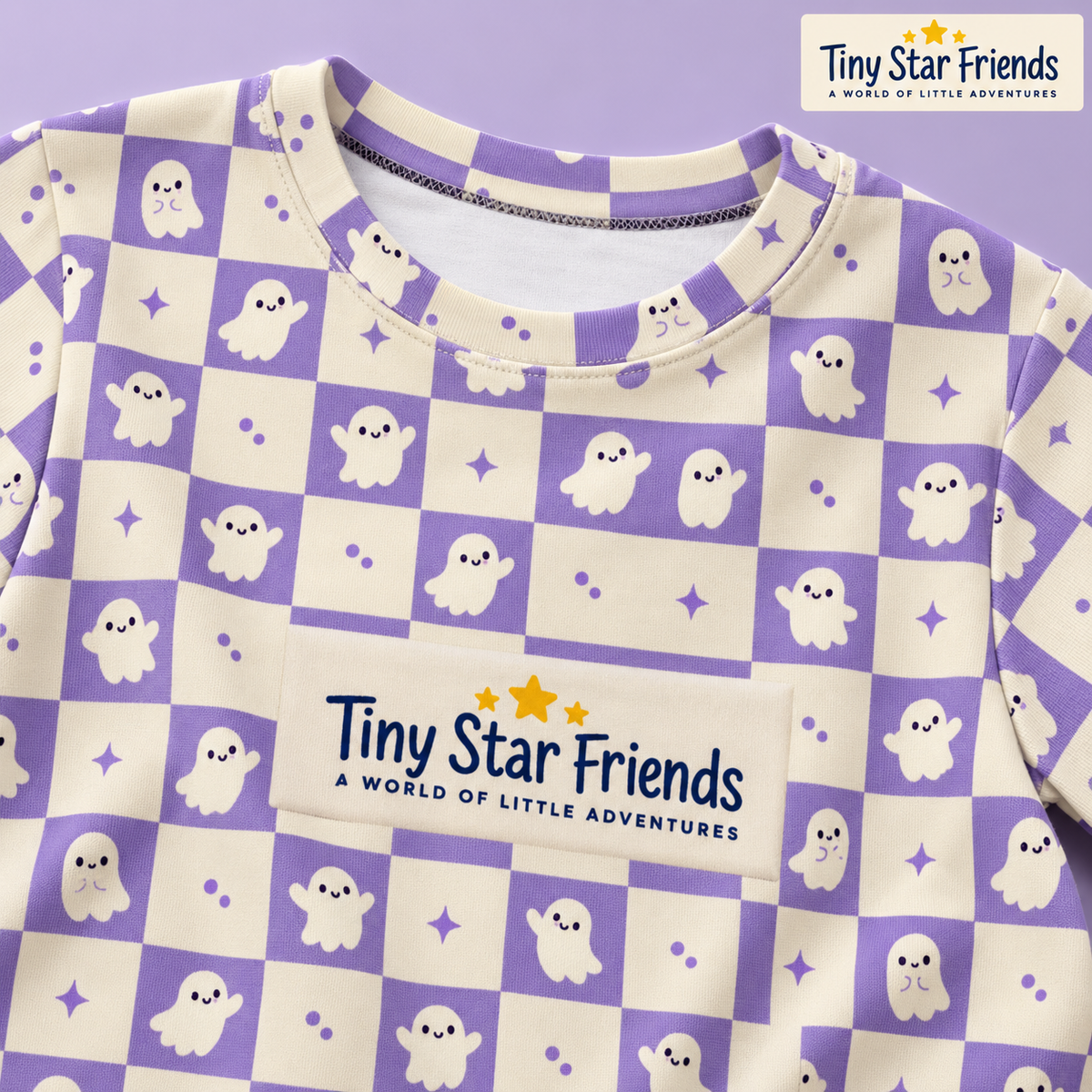 Friendly Ghost Halloween Kids All-Over Print T-Shirt | Tiny Star Friends™