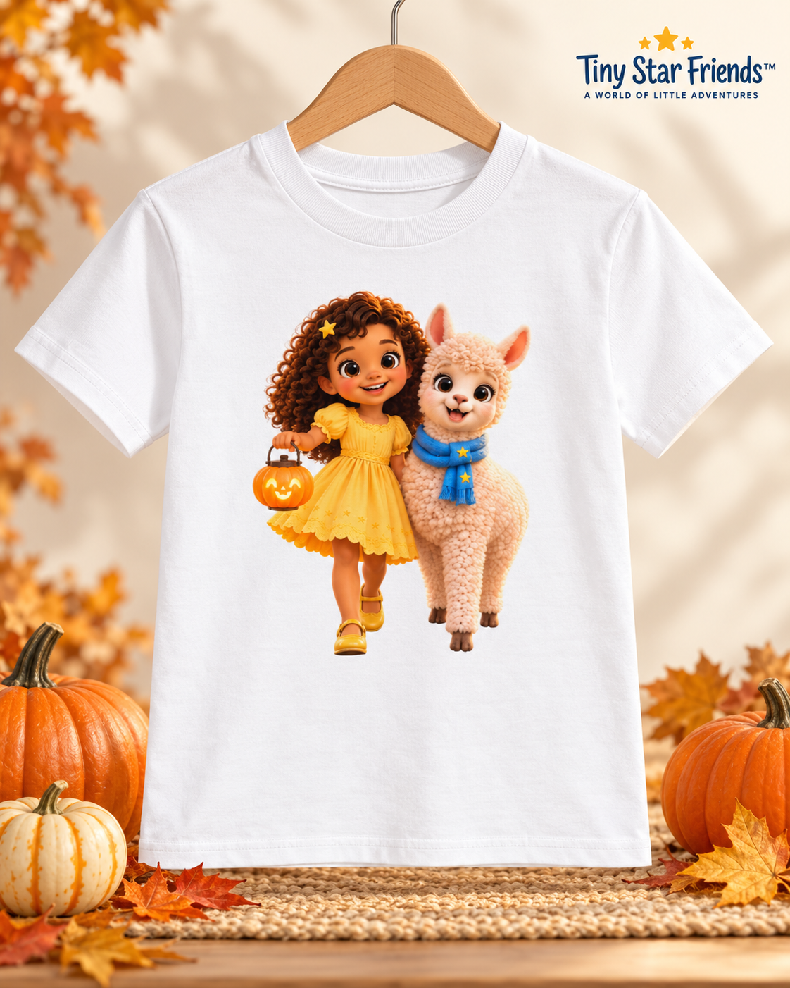 Lumi & Lala Pumpkin Walk Kids’ Organic Cotton T-Shirt | Tiny Star Friends™
