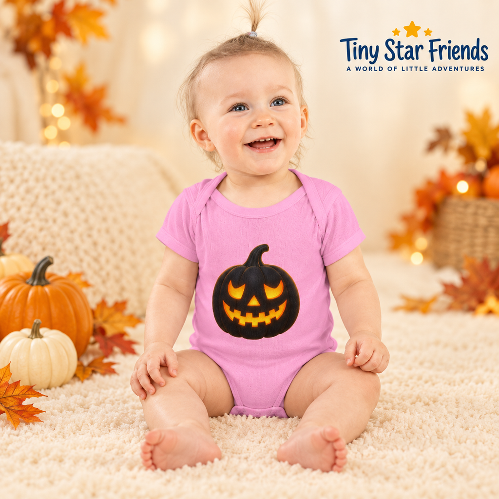 Halloween babyromper met zwarte pompoen | Tiny Star Friends™