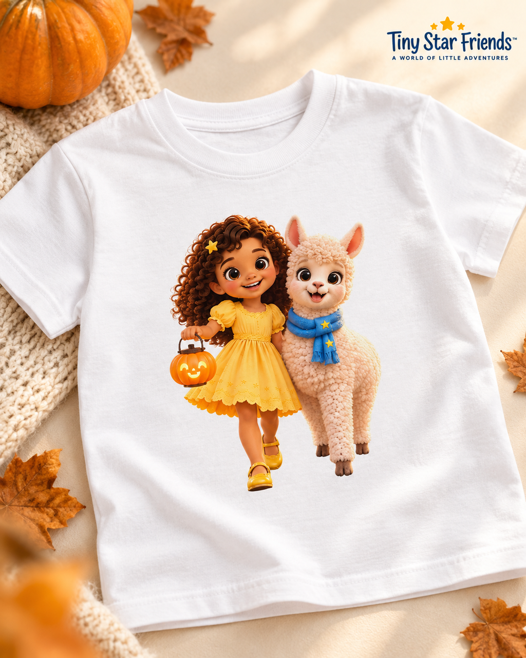 Lumi & Lala Pumpkin Walk Kids’ Organic Cotton T-Shirt | Tiny Star Friends™