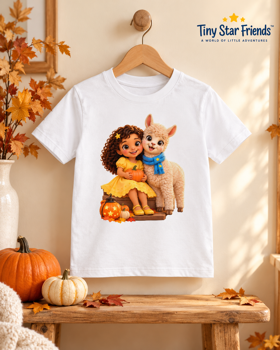 Lumi & Lala Cozy Halloween Kids’ Organic Cotton T-Shirt | Tiny Star Friends™