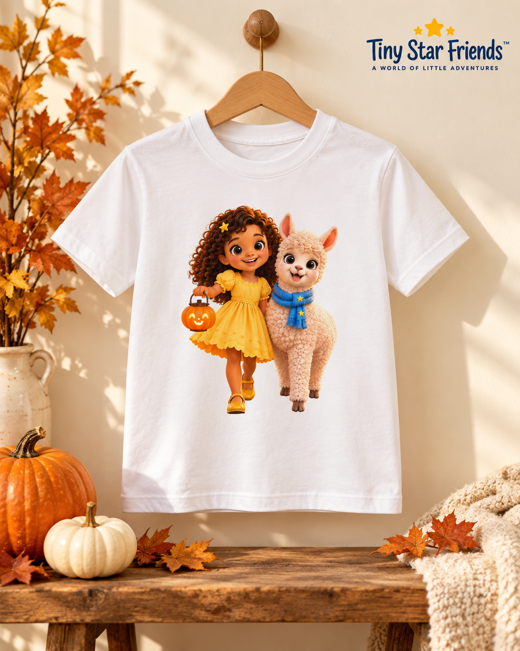 Lumi & Lala Pumpkin Walk Kids’ Organic Cotton T-Shirt | Tiny Star Friends™