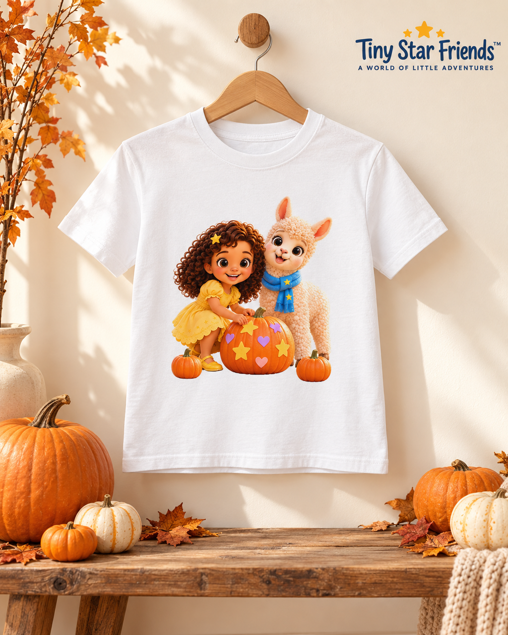 Lumi & Lala Pumpkin Fun Kids’ Organic Cotton T-Shirt | Tiny Star Friends™
