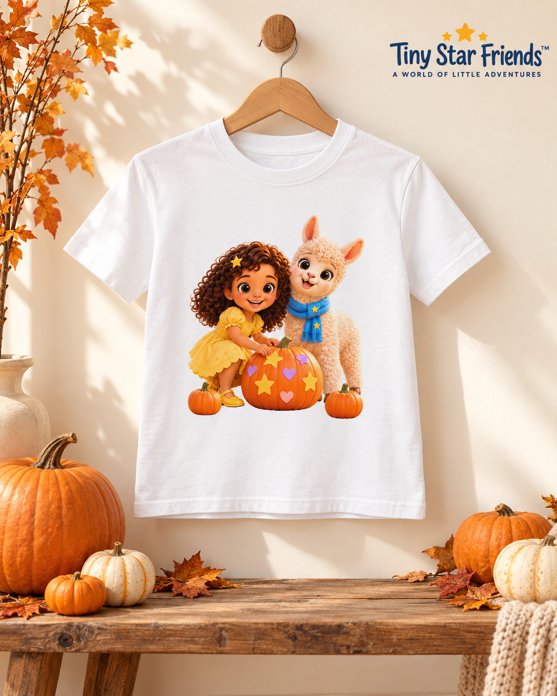 Lumi & Lala Pumpkin Fun Kids’ Organic Cotton T-Shirt | Tiny Star Friends™