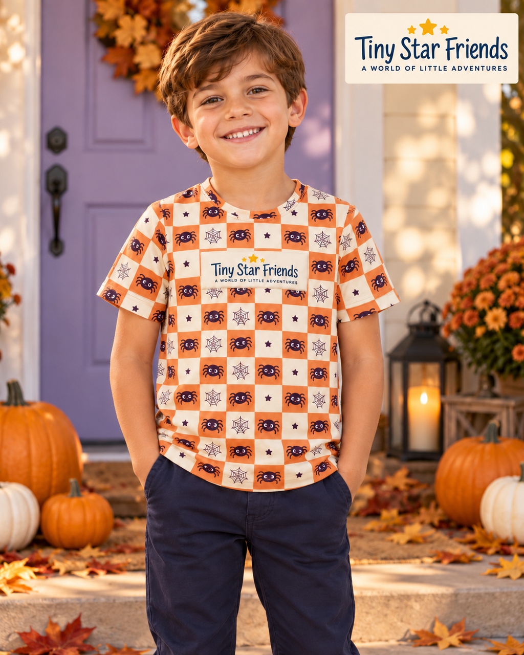 Little Spiders Halloween Kids All-Over Print T-Shirt | Tiny Star Friends™