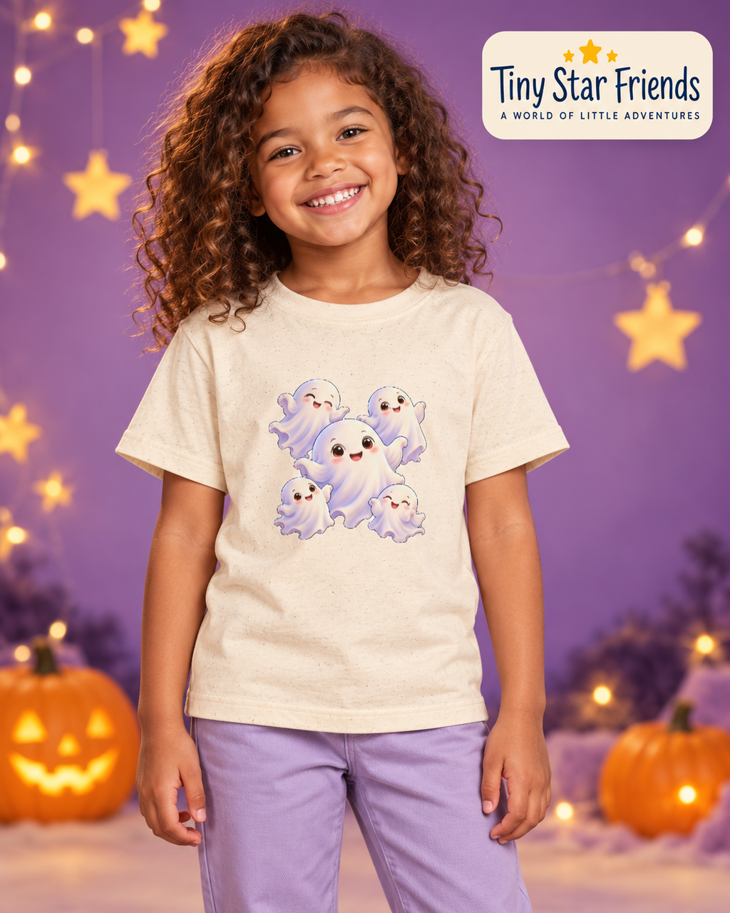 Happy Ghosts Kids’ Halloween T-Shirt | Tiny Star Friends™