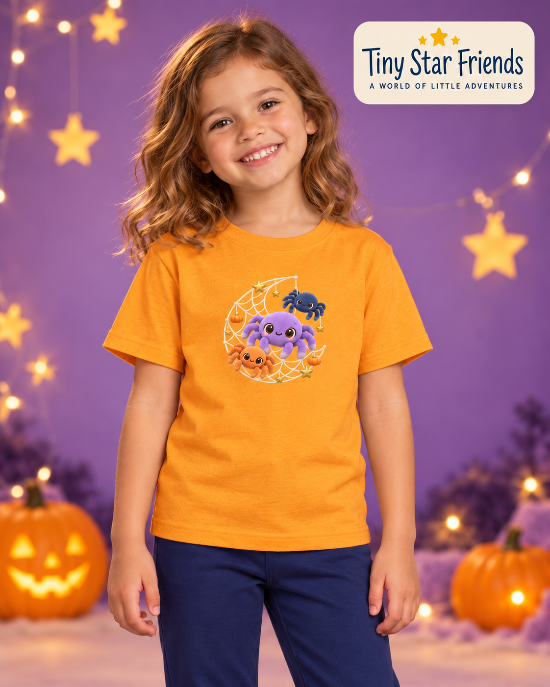 Friendly Spiders Kids’ Halloween T-Shirt | Tiny Star Friends™