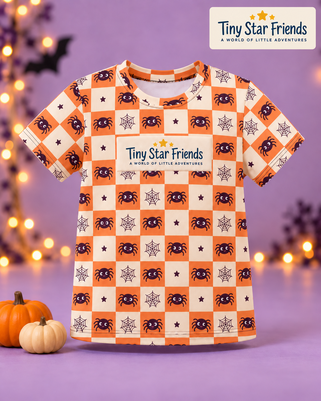 Little Spiders Halloween Kids All-Over Print T-Shirt | Tiny Star Friends™