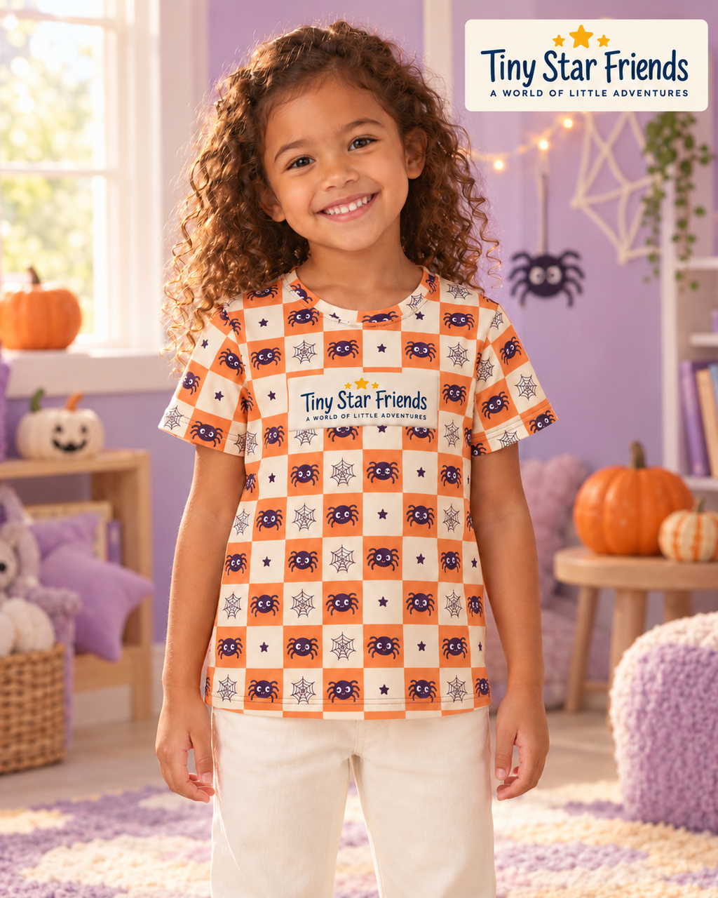 Little Spiders Halloween Kids All-Over Print T-Shirt | Tiny Star Friends™
