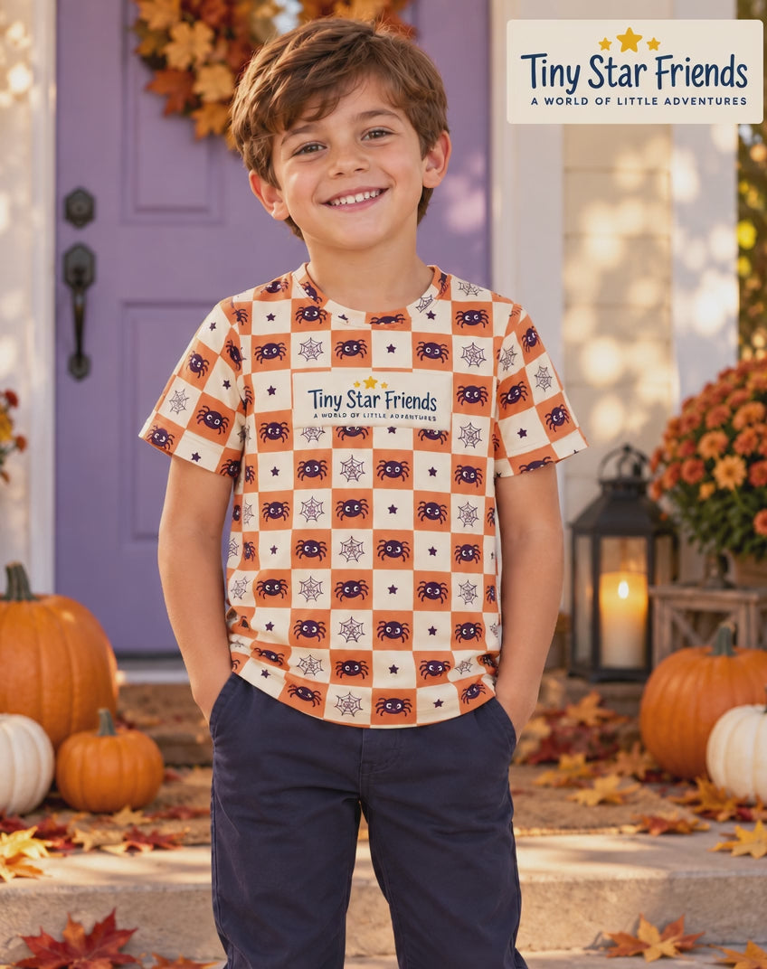 Little Spiders Halloween Kids All-Over Print T-Shirt | Tiny Star Friends™