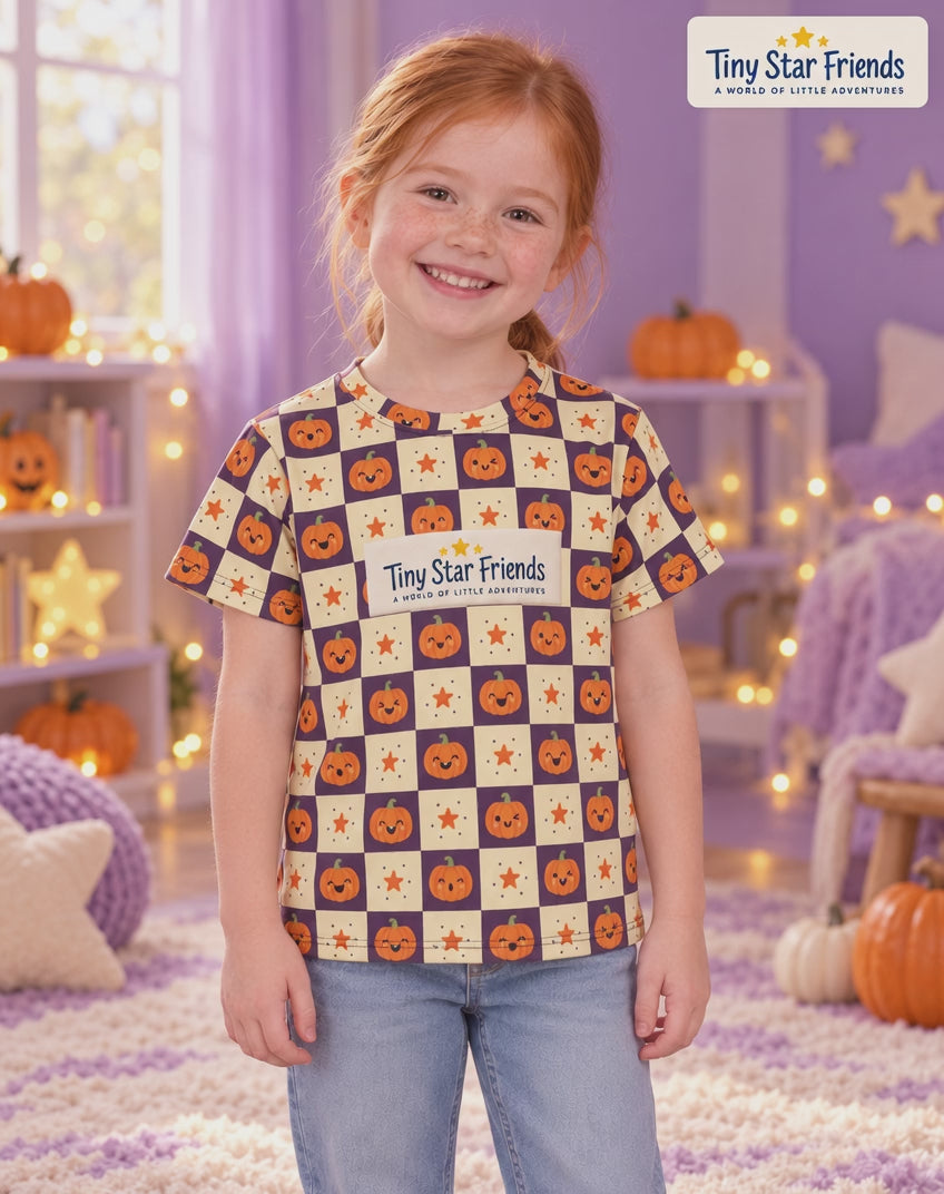 Happy Pumpkins Halloween Kids All-Over Print T-Shirt | Tiny Star Friends™