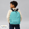 School-age child wearing the Lagoon Blue Signature Stars backpack | Tiny Star Friends™